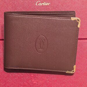 ✨ Authentic Vintage Cartier Must de Cartier Burgundy Leather Bifold Wallet w BOX